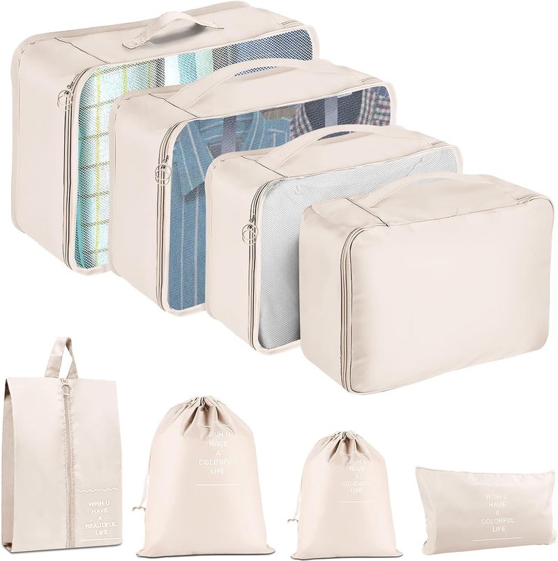 YEEYAA Packing Cubes for Travel - 8 Set Luggage Organizer Bags for Family, Mesh Breathable Travel Packing Cubes for Suitcases Durable Travel Essentials Bags Set - Image 1